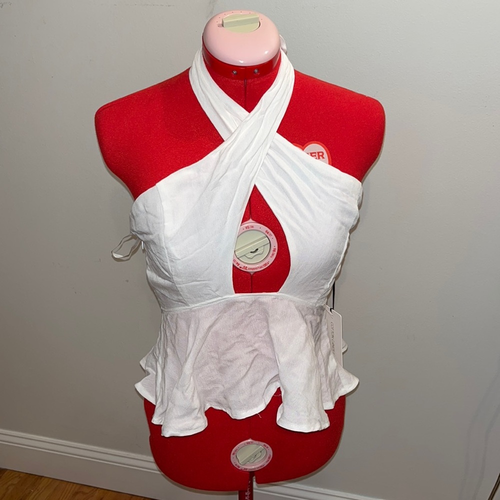 Cross front peplum top